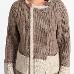 Gallery Button Hook Closure Cardigan Sweater Gray Patch Pockets Size Large